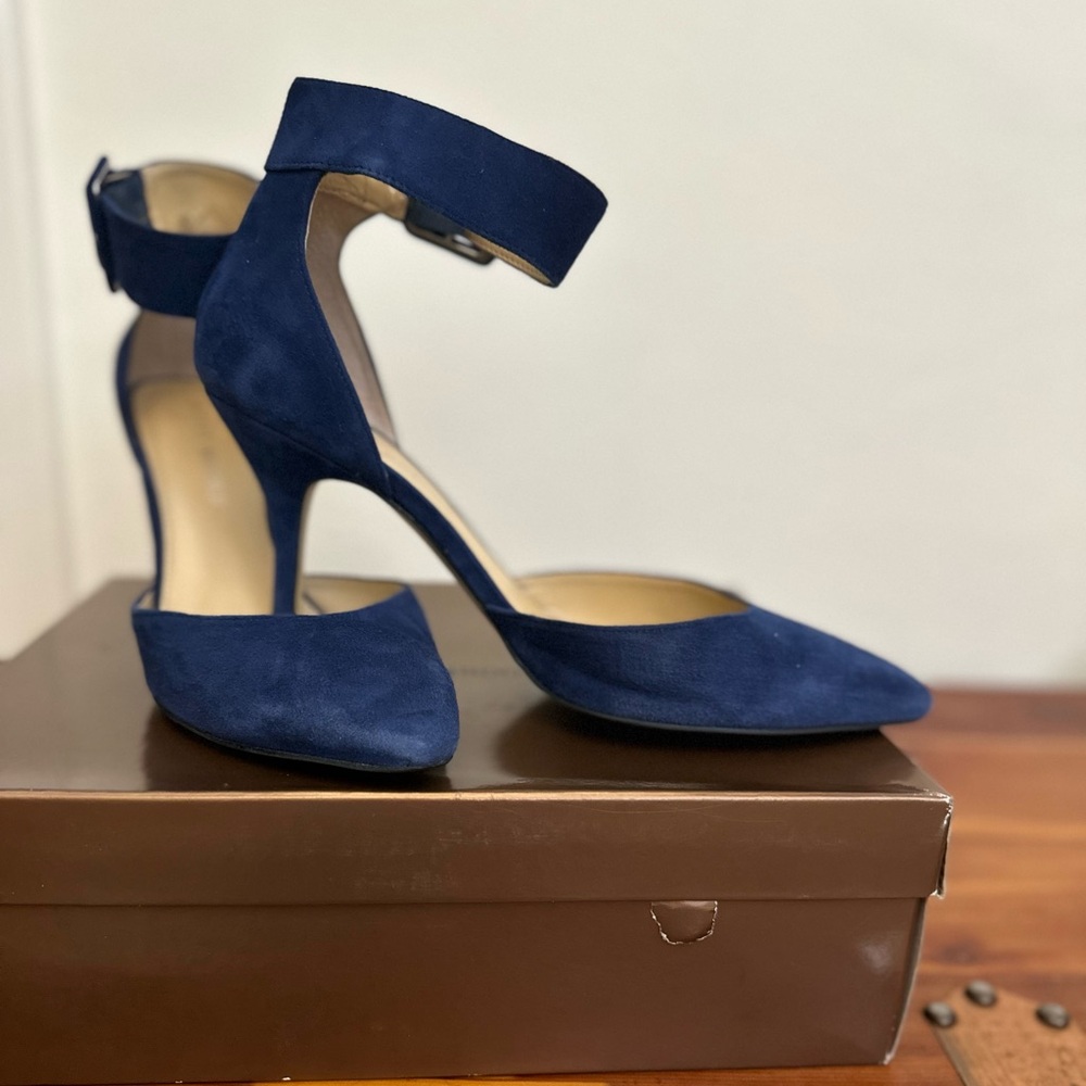 Sexy Blue Suede Ankle Strap